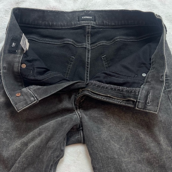 Express Charcoal Wash Skinny Mid Rise Distressed Jeans Stretchy Pockets Sz 10 - Picture 5 of 8